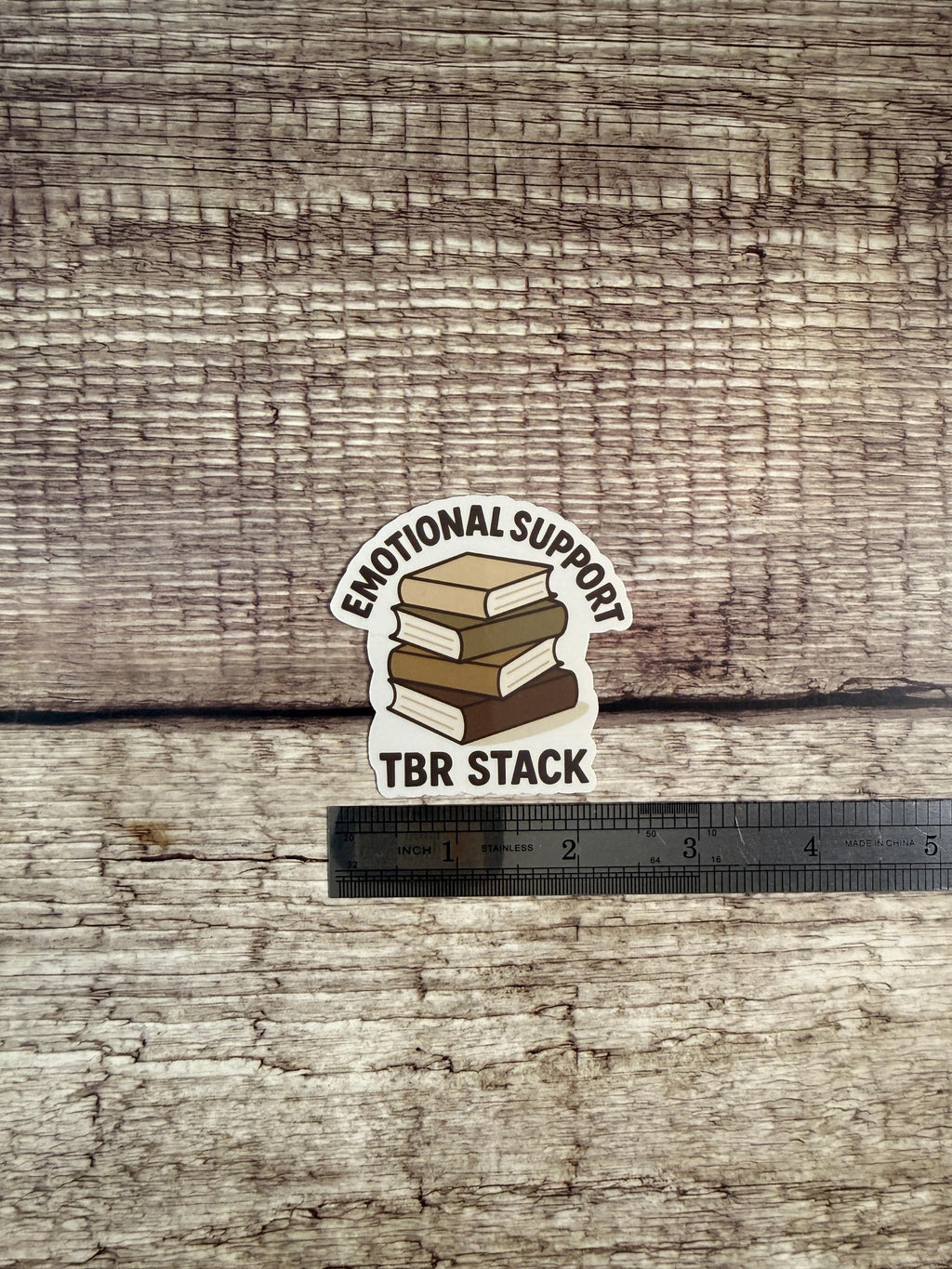 Funny Book Lover Waterproof Sticker: Emotional Support TBR Stack Vinyl Decal Bookish Gift
