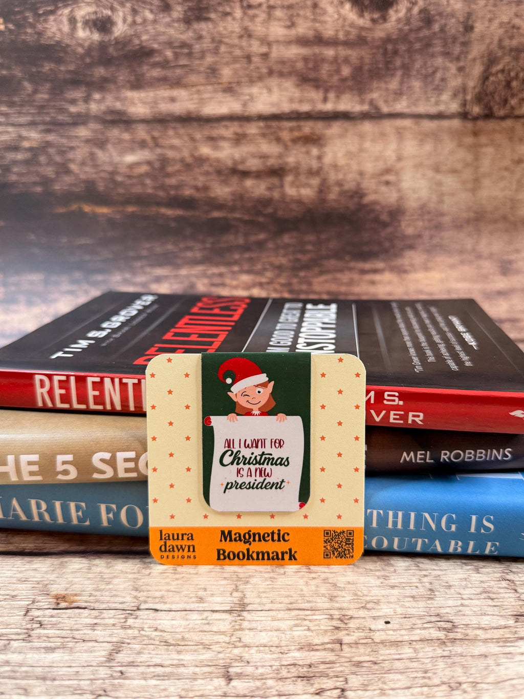 Funny Political Holiday Bookmark | “All I Want for Christmas Is a New President” Magnetic Bookmark | Christmas Reading Accessory