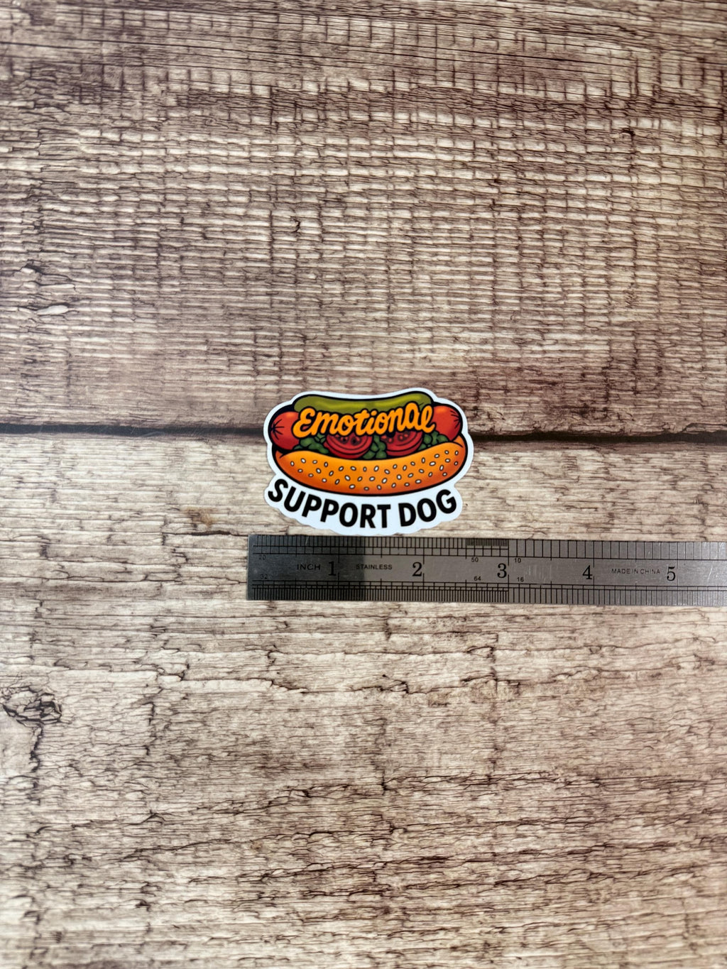 Funny Food Gift - Emotional Support Hot Dog Waterproof Sticker - Vinyl Decal for Laptops & Water Bottles